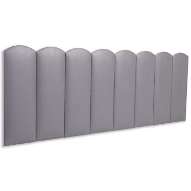 Imagem de Cabeceira Queen Kit 8 Placas Modelo Nuvem - Courino Cinza