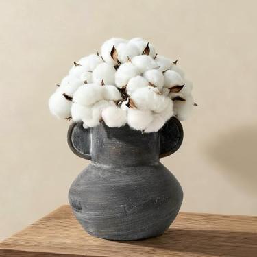 Imagem de Vaseking Vaso de cerâmica antigo com 2 alças, vaso rústico de fazenda de 15 cm, vasos de flores de cerâmica decorativos pequenos para decoração de casa, casamento, sala de estar, mesa, decoração de