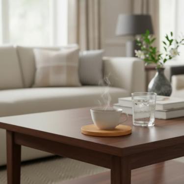 Imagem de Kit 10 Porta Copos Redondos Em Madeira De Eucalipto