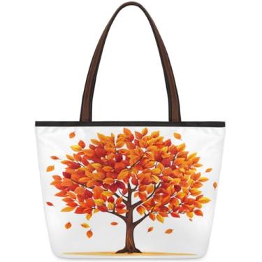 Imagem de Bolsa grande para mulheres, outono árvore outono laranja saco de pano de trabalho com zíper reutilizável mercearia bolsa casual viagem pernoite tote bolsas adequadas para viagens, trabalho, férias