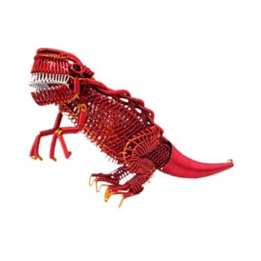 Imagem de WeiLaiKeQi Estátua de dinossauros estatueta, escultura de animais feita à mão Dragon Figura Modelo de arame de alumínio para a sala de festa do quarto, Vermelho