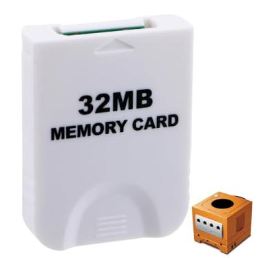 Imagem de Cartão de memória de jogo de 32 MB (507 blocos), cartão de memória Game at Cube, cartões de memória Game-at-Cube compatíveis com kits de acessórios de console originais Nintendo/Wii (branco)