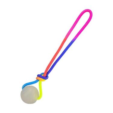 Imagem de MotiveTech Bola de treinamento para cães com corda, brinquedo macio que brilha no escuro, ideal para exercícios e recompensas, perfeita para brincar de pegar, 5cm