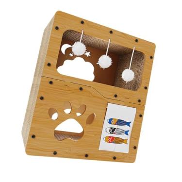 Imagem de Generic Arranhador para gatos, placa arranhadora, casa ondulada para gatos, casa de brincar para gatinhos, suprimentos para animais de estimação, com Cortina de Porta