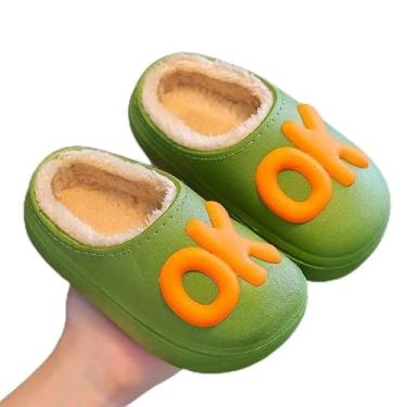 Imagem de Pantufas impermeáveis para meninas e meninos, sapatos para ambientes internos e externos, plataforma quente de inverno, sapato antiderrapante, Verde, 12-13 Little Kid