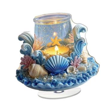 Imagem de KiBcsLic Placa decorativa de mesa 2D com tema oceânico, peça colecionável em acrílico para lareira, escrivaninha, de entrada, sala de estar.