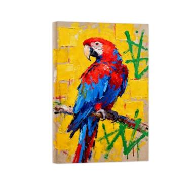 Imagem de Animais Pintura Arte Parede - Papagaio - Impressões em tela - Moderno Colorida Pôster para decoração sala de estar 80x120cm Tela Embrulhada