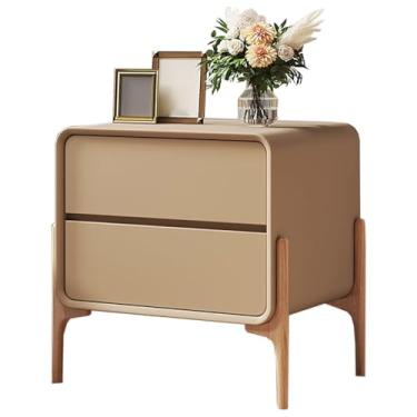 Imagem de SPXMQSS Mesa de cabeceira, mesas de cabeceira quarto com 2 gavetas Solid Wood cómoda grande espaço de armazenamento, fácil de montar para sala de estar quarto Khaki 45 x 40 x 50 cm