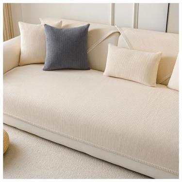 Imagem de SPXMQSS Capa para sofá, capa de sofá macia para seção, universal, antiderrapante, em forma de L, capa de sofá espessa, protetor de móveis A 110 x 110 cm