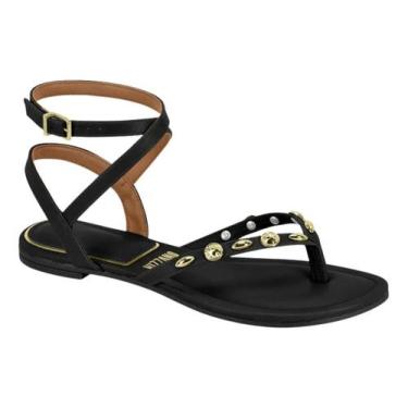 Imagem de Sandália Vizzano Rasteira Tamanco Strass Pedrarias 6528108, 37, Preto