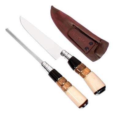 Imagem de Kit Faca Inox 6 Polegadas Com Cabo De Osso Madeira E Chifre Conjunto A