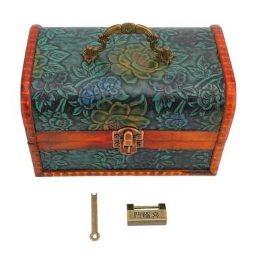 Imagem de Caixa de joias vintage retrô padrão floral caixa de lembrança decorativa para pulseiras grampos de cabelo pingentes verde é uma solução de armazenamento requintada e elegante para suas joias preciosas