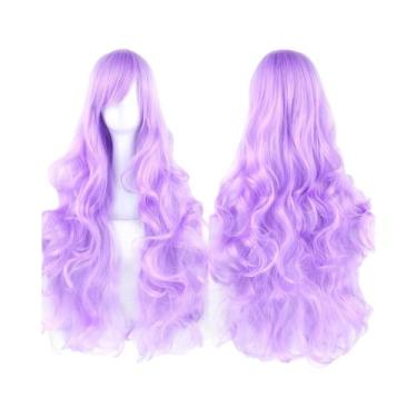 Imagem de Peruca Sintética Longa Cacheada Verde Rosa Preta Para Mulheres, Acessó