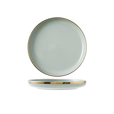 Imagem de Prato de jantar, pratos e tigelas de cerâmica para jantar, sobremesa, aperitivo, pratos, tigela de salada, verde claro, utensílios de jantar para casa, restaurante