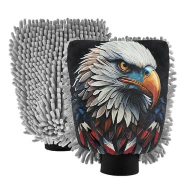 Imagem de STAYTOP Luvas de lavagem de carro American Eagle, 2 peças, luvas de microfibra de chenille, sem arranhões, panos de esponja de lavagem ultra absorventes para carros, limpeza doméstica - M