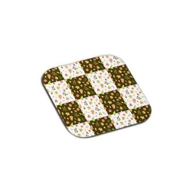 Imagem de Porta Copos Personalizado Outono Tabuleiro de Xadrez Elementos da Colheita - Tamanho 10.5x10.5 cm