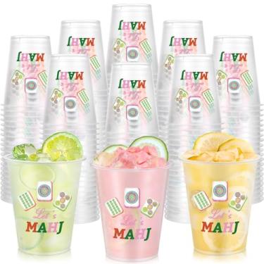 Imagem de HIYZI 50 Pcs Mahjong Cups Reusable Plastic Cups Mahjong Party Supplies Table Decor Drink Containers Themed Gifts for Mahjong Game Night Mahjong Lovers Party