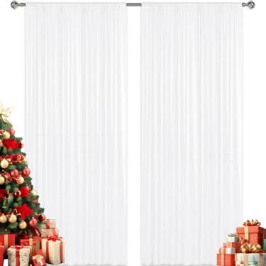 Imagem de 2 x 2 peças de painéis de cortina de lantejoulas brancas, cenário fotográfico com glitter, fundo de tecido para decoração de festa de casamento de Natal