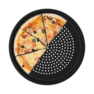 Imagem de LYNG Forma de pizza de 40,6 cm, bandeja de pizza antiaderente de silicone para forno, forma de pizza com orifícios, pode ser lavada na lava-louças, adequada para cozinha doméstica preta