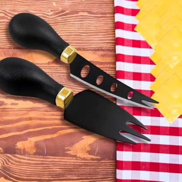 Imagem de Conjunto Profissional para Queijo e Frios, Kit 2 Peças em Aço Inox Preto Fosco, Servir e Cortar, Ideal para Tábua de Frios, Charcutaria e Mesa Posta