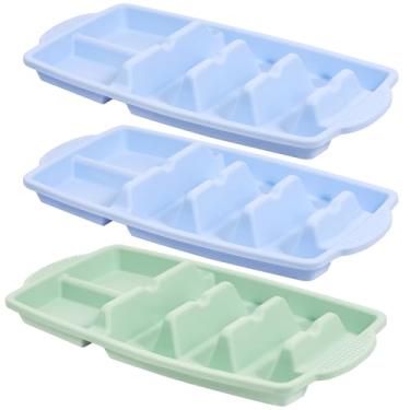 Imagem de Conjunto de 3 placas de suporte de taco de silicone, reutilizáveis, placas de suporte para taco com 3 compartimentos, seguro para lava-louças e micro-ondas, adequado para acampamento, piqueniques