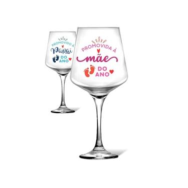 Imagem de 1 Taça Vinho Estampada Promovido Pai/Mãe Do Ano Surpresa Gravidez Presente Chá Bebê e Revelação (Mãe)