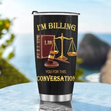 Imagem de Copos de café de viagem isolados caneca copo garrafa de água presentes para presente de aniversário de Natal 590 ml advogado aço inoxidável gelado quente e frio homens alça