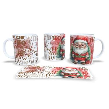 Imagem de Caneca de Cerâmica com Decoração Natalina, 325ml, Branca com Bolas de Natal em Vermelho, Azul e Verde, Design de Flocos de Neve (16)