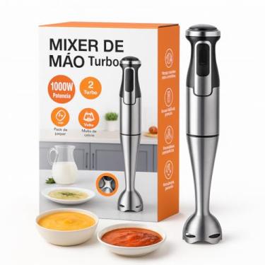 Imagem de Mixer Portátil 1000W, Velocidade Ajustável com Função Turbo, Lâminas em Aço Inox, Controle Digital para Sopas, Molhos, Papinhas e Vitaminas, Design Ergonômico, Haste Removível, 110V