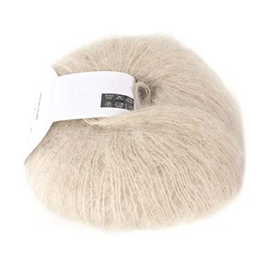 Imagem de GLOGLOW Fio de lã angorá, Fio de tricô Mohair Macio e Quente para Cachecóis e Suéteres, 30% Mohair 50% Fibra, Adequado para Todas As Idades (17 bege)