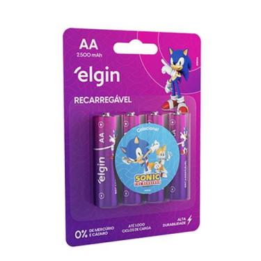Imagem de Pilha Recarregável Elgin AA 2500mAh Blister com 4 Unidades  Alta durab