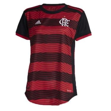 Imagem de Camisa Adidas Flamengo I Feminino - Vermelhopreto - G-Feminino
