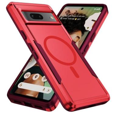 Imagem de Teayoha Capa para Google Pixel 7, [Compatível com Magsafe] [Teste de queda de grau militar] Capa protetora magnética resistente à prova de choque -16.3 cm (vermelho)