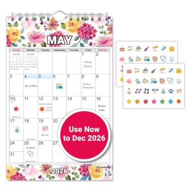 Imagem de CRANBURY Calendário de parede pequeno 2025-2026, 14 x 21 cm (floral), mini calendário mensal para quadro de avisos ou bloco de notas, 14 meses de novembro de 2025 a dezembro de 2026, inclui adesivos