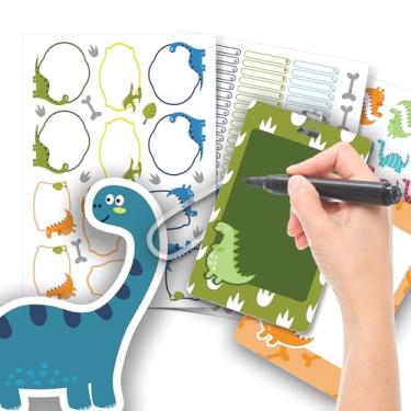 Imagem de Etiqueta Escolar Menino com TAG + Caneta (Dinossauros, Etiquetas + 2 TAGs)