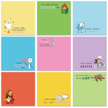 Imagem de INCOK Notas adesivas engraçadas para o trabalho - 9 peças de blocos de notas autoadesivos sarcásticos, blocos de notas novidades, materiais de escritório escolares divertidos para colega de trabalho