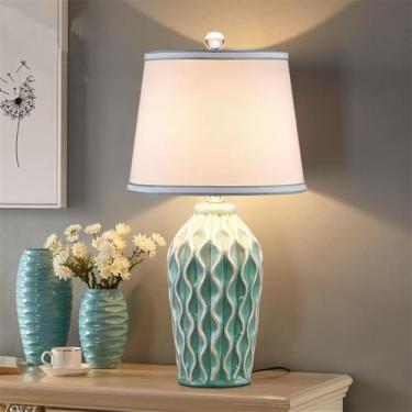 Imagem de Luxo Contemporâneo Lâmpada De Mesa De Cerâmica LED Criatividade Americana Sala De Estar Quarto Estudo Villa Hotel Cama Mesa Luz (Estilo 108A)