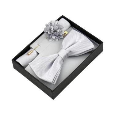 Imagem de Conjunto De Gravata Borboleta Floral Masculina Com Lenço De Bolso, Bro