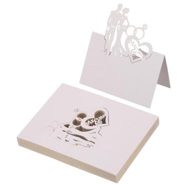 Imagem de PATIKIL 50 peças de cartões de casamento, cartões de nome, papel com glitter, etiquetas de assento dobradas para mesa, buffet, recepção, jantar, festa, roxo claro