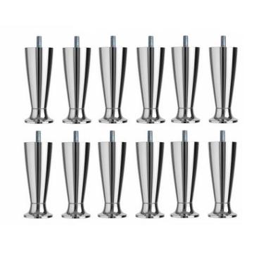 Imagem de Kit 12 Pé Cama Box Queen Bipart Baú Rubi Cinza Cromado 12cm - Zoe & Ch