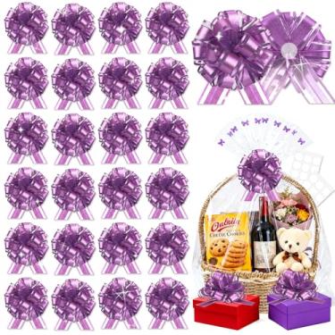 Imagem de 24 peças de laço roxo para embrulho de cesta de presente, laços de presente de Natal, fita adesiva para enfeite de árvore de Natal, garrafas de vinho, buquê de flores, decoração de festa do dia dos