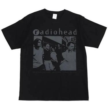 Imagem de Radiohead Rock Band Print American Street Hip Hop Vintage Preto Camise