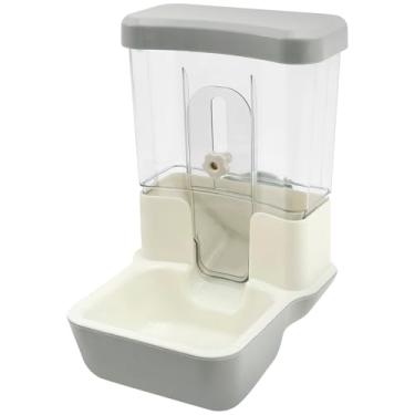 Imagem de UKQRRTC Alimentador automático para animais de estimação de 800 ml, dispensador de alimentos, corpo transparente fosco, tampa superior à prova de derramamento, sem energia para coelhos, furões, gatos
