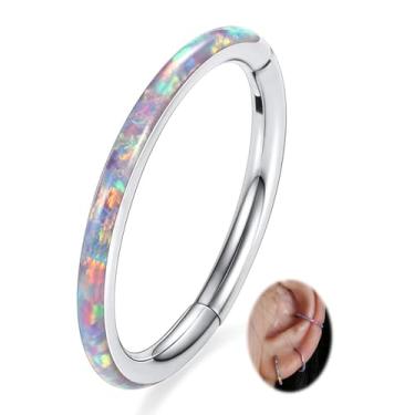 Imagem de Piercing de nariz Peaklink 20G 18G 16G 14G CZ/opala de aço inoxidável sem costura com segmento articulado, septo, concha, helix, cartilagem, 6/7/8//9/10/12 mm