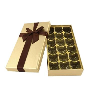 Imagem de 1 caixa de presente de chocolate com fita de laço, caixa de embalagem dourada para casamentos, aniversários, dia dos namorados, aniversário (#2)