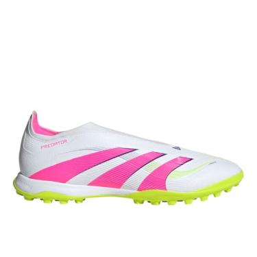 Imagem de adidas Tênis unissex League Laceless Turf, Branco/rosa lúcido/limão lúcido, 13 Women/12 Men