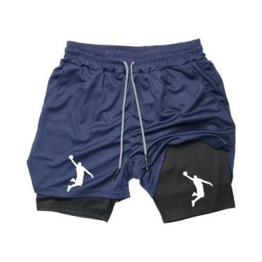 Imagem de Shorts De Basquete Masculinos Em Malha, Ajustados, Dupla Camada, Roupa