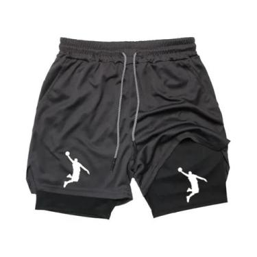 Imagem de Shorts De Basquete Masculinos Em Malha, Ajustados, Dupla Camada, Roupa
