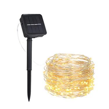 Imagem de Luz de Fada Fio Cobre com Energia Solar 12W 200 LEDs 8 Modos Iluminação Flexível Torcível Dobravel IP65 Água para Decoração Quintal Jardim Pátio Festi