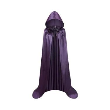 Imagem de Capa De Halloween Unissex Preta Com Capuz, Capa Longa De Bruxa, Fantas